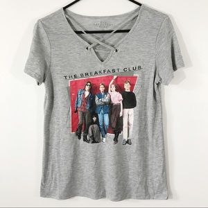 The Breakfast Club T Shirt, Gray, Laced Neck, S